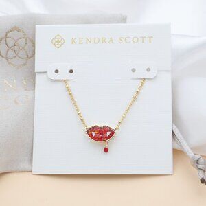 NEW Kendra Scott Vampire Gold Red Lab Grown Opal Necklace